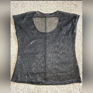 GLO Jeans Sheer Black Sequin Blouse
